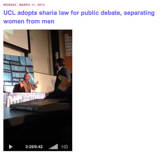 UCL Debate becomes a show of Force to Sharia on Campus